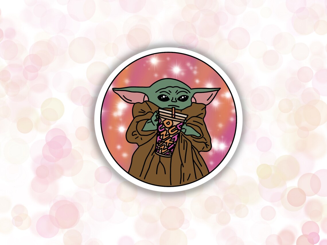 Baby yoda dunkin donuts sticker / star wars sticker / the Etsy