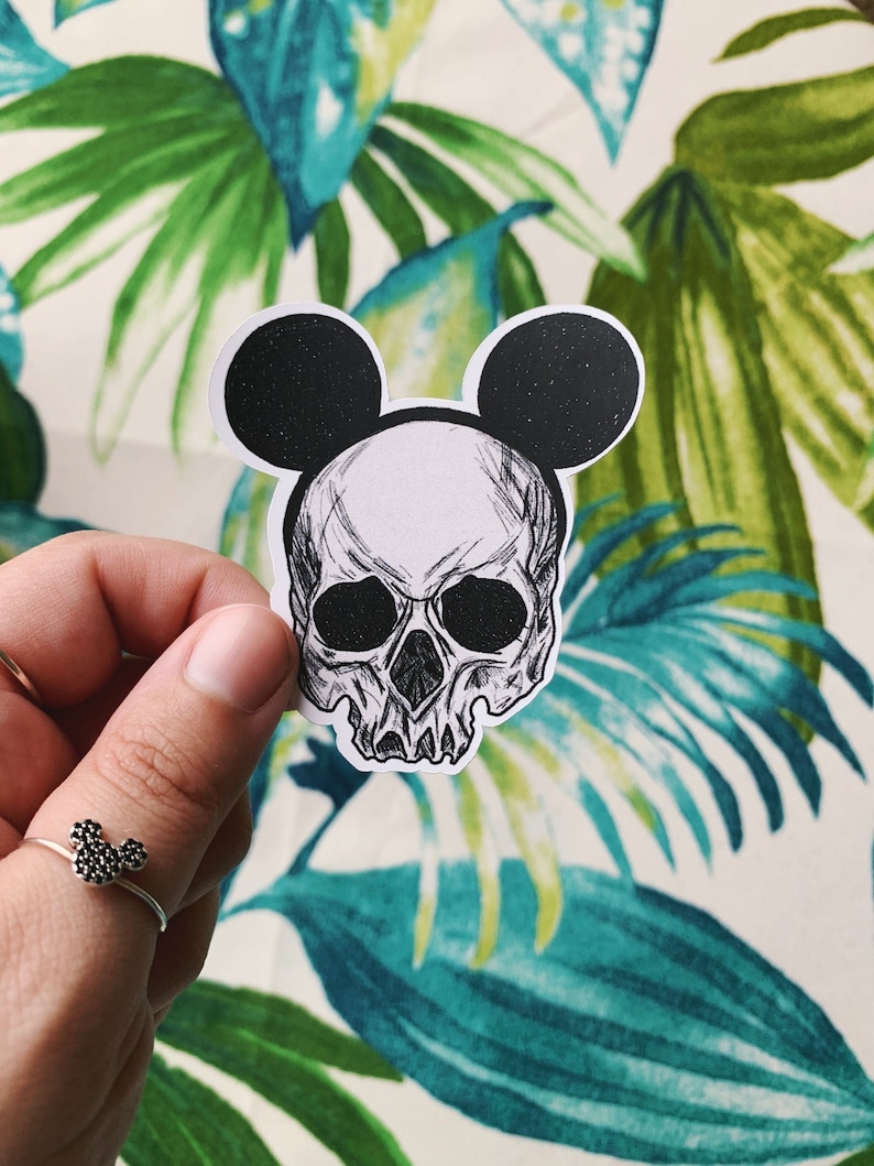 Mickey skull sticker / mickey mouse sticker / mickey ears / Etsy