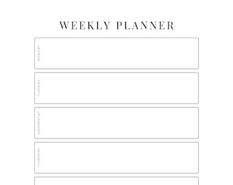 Printable Weekly Planner, Minimalist Academic Planner (PDF)