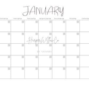 12 month Printable PDF Monthly Blank Calendar, Goodnotes,Basic Calendar, 11x8.5 inches,Printable Calendar, PDF Printable , Instant Download