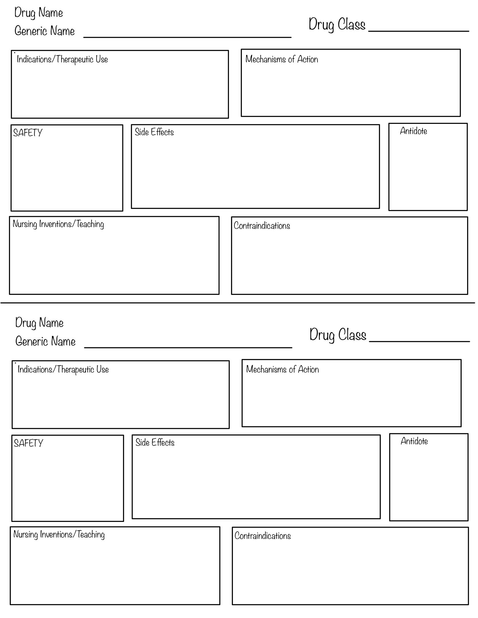 Drug Card TemplateNursing School Template Printable Drug Etsy