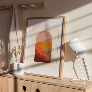Downloadable Terracotta Wall Art,Abstract Landscape Print,Minimalist Print,Mountains Art Print,Burnt Orange Printable Art,Boho Wall Decor