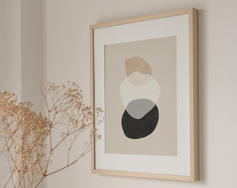 Downloadable Beige Black Print,Neutral Printable Art,Abstract Shapes Print,Minimalist Wall Art,Boho Home Decor,Geometric Exhibition Poster