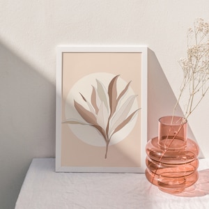 Blush Pink Flower Wall Art,Neutral Botanical Printable Art,Digital Download,Botany Print,Floral Minimalist Illustration,Bedroom Wall Decor