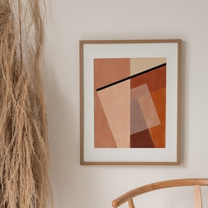Downloadable Geometric Terracotta Print,Bauhaus Style Print,Abstract Burnt Orange Printable Art,Minimal Boho Room Decor,Minimalist Wall Art