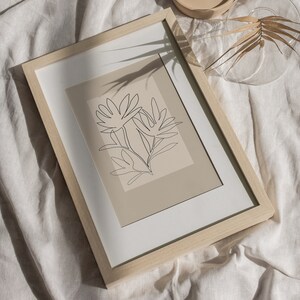 Flowers Line Art,Downloadable Neutral Art Print,Botanical Line Drawing,Beige Cream Printable Art,Minimalist Floral Print,Boho Wall Art