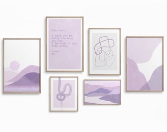 Pastel Gallery Wall Set,Lilac Downloadable Print,Danish Pastel Decor,Purple Aesthetic Printable,Minimalist Abstract Wall Art,Poster Print