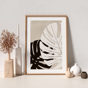 Monstera Print,Botanical Wall Art,Leaf Printable Wall Art,Botany Print,Digital Download,Minimalist Print,Modern Home Decor,Contemporary Art image 1