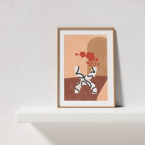 Downloadable One Line Vase Print,Abstract Pottery Art Print ,Minimalist Plant Art,Terracotta Still Life,Flowers Printable Art,Boho Wall Art