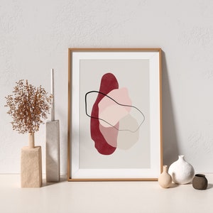 Abstract Shapes Print,Downloadable Geometric Art,Neutral Tones Wall Art,Boho Wall Print,Beige and Blush Pink Printable Art,Minimalist Print image 1