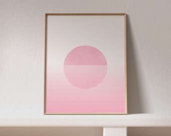Downloadable Pastel Wall Art,Abstract Pink Landscape,Minimalist Printable Art,Mid Century Modern Poster,Danish Pastel Decor,Pink Aesthetic
