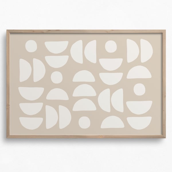 Semicircle Art Print,Downloadable Neutral Art,Mid Century Modern Printable Art,Boho Wall Print,Horizontal Beige Wall Art,Scandinavian Poster