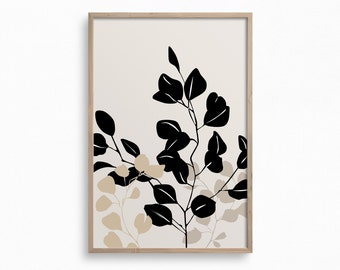 Eucalyptus Wall Art,Botany Print,Leaf Wall Art,Botanical Printable Art,Digital Download,Nature Minimalist Print,Abstract Contemporary Art