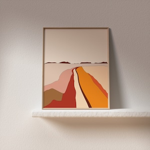 Downloadable Burnt Orange Wall Art,Abstract Landscape Print,Terracotta Mountain Print,Mid Century Printable Art,Boho Sunset Art Print