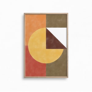 Geometric Downloadable Art,Boho Wall Print,Abstract Shapes Printable Art,Mustard Yellow Art Print,Earth Tones Wall Art,Color Block Art Print