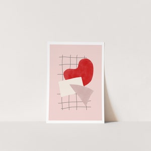 Abstract Blush Pink Print,Downloadable Geometric Print,Pastel Wall Art,Minimal Boho Wall Decor,Retro Poster Print,Pink and Red Printable Art image 6