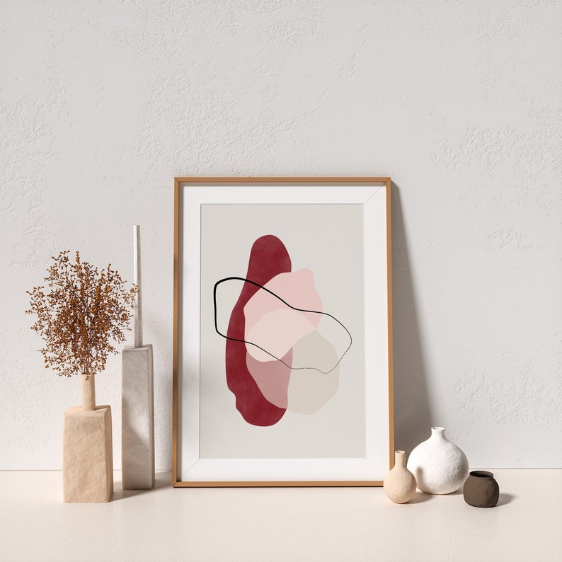 Abstract Shapes Print,Downloadable Geometric Art,Neutral Tones Wall Art,Boho Wall Print,Beige and Blush Pink Printable Art,Minimalist Print image 1