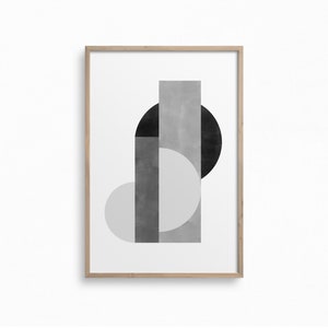 Mid Century Modern Downloadable Art,Black and White Wall Art,Geometric Shapes Print,Boho Wall Decor,Minimalist Abstract Printable Art
