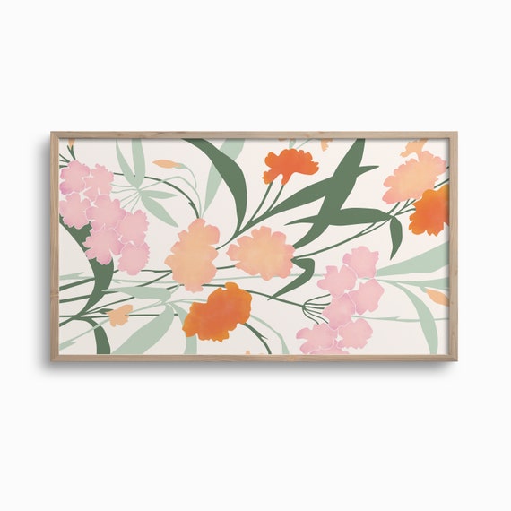 Samsung Frame TV Art,Neutral Flowers Art,Floral Art for TV,Minimalist artwork,Boho Art,Summer Art,Farmhouse Art,Digital TV Download