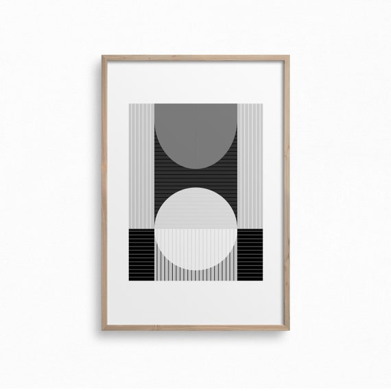 Geometric Shapes Printable Artdownloadable Black White Lines - Etsy