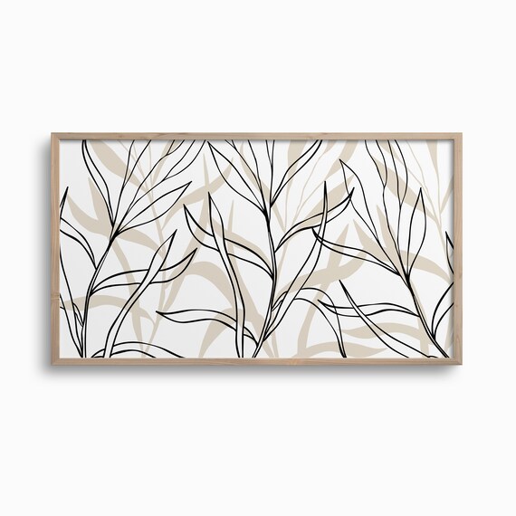 Samsung Frame TV Art, Continuous Flower Line Art,Downloadable Botanical Art for TV,Minimalist Botany Art,Neutral Floral Art,Modern Boho Art