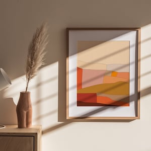 Downloadable Terracotta Wall Art,Mid Century Printable Art,Abstract Landscape Print,Minimalist Wall Art,Burnt Orange Landscape Print