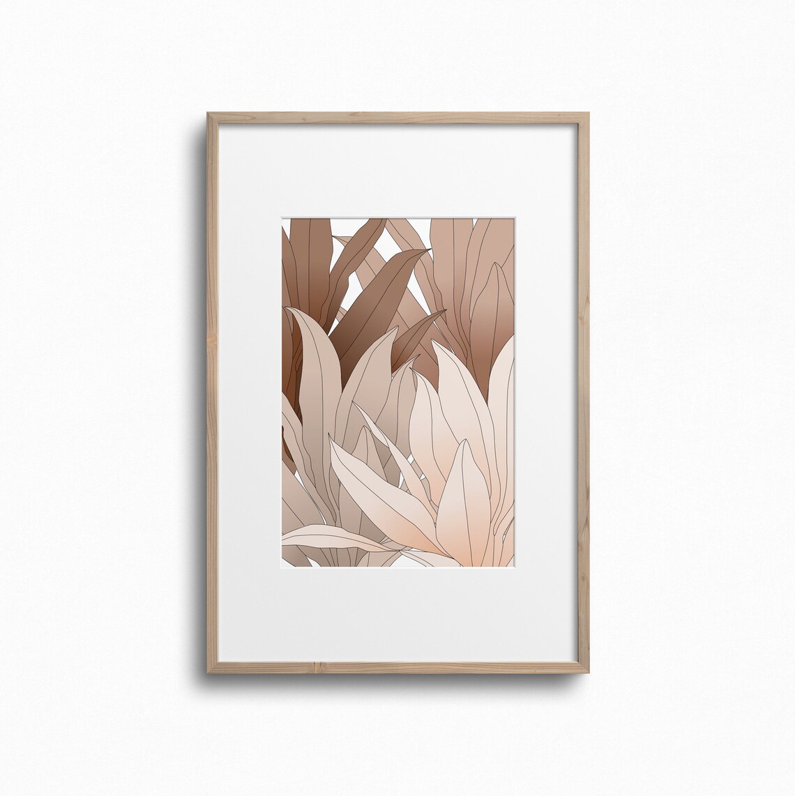 Blush Pink Flower Wall Artleaves Printbotany Printable Etsy