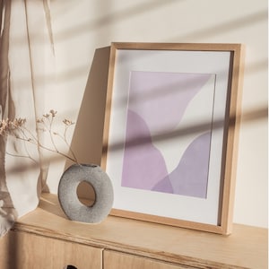 Arte de pared pastel, impresión de arte lila descargable, cartel estético púrpura, decoración pastel danesa, arte imprimible en acuarela, formas abstractas orgánicas