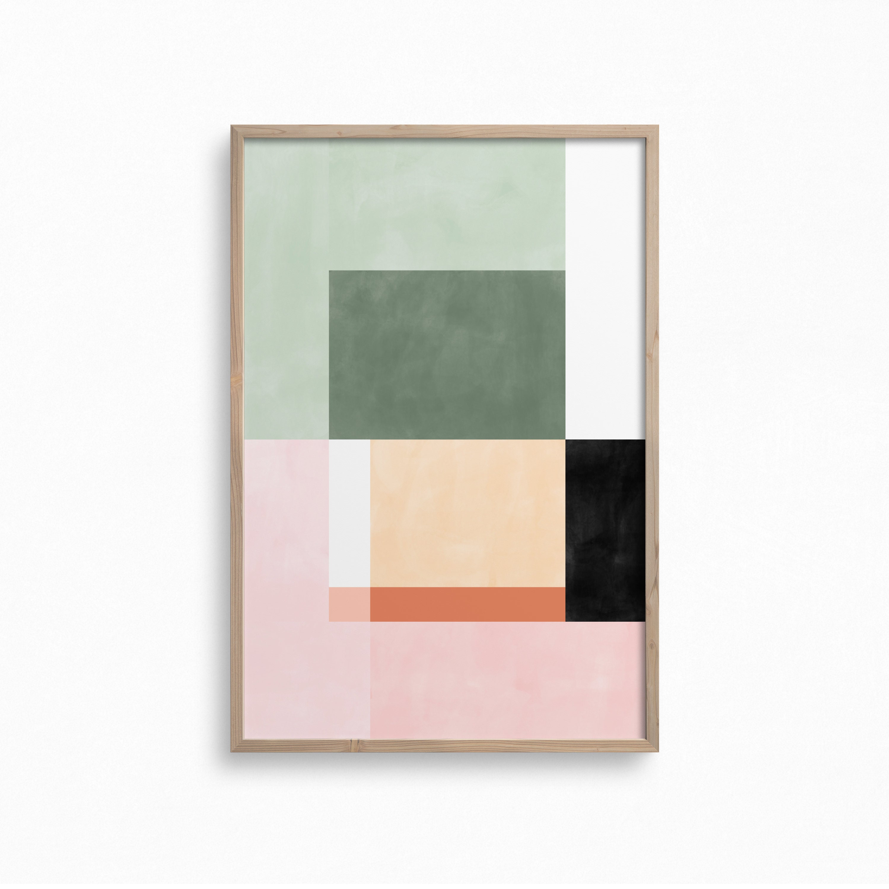 Downloadable Geometric Wall Art,blush Pink and Green Art Print ...