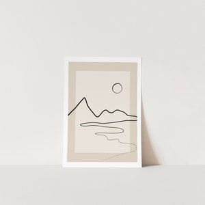 Landscape Line Art,Downloadable Neutral Art Print,Boho Wall Decor,Abstract Single Line,Beige Printable Wall Art,Minimalist Mountains Print image 6