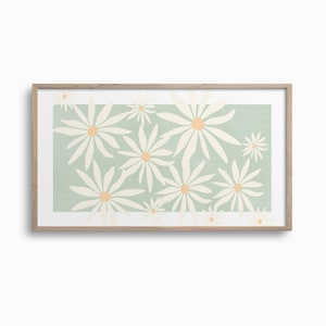 Samsung Frame TV Art,Wildflowers Spring Botanical Digital Download for TV,Green White Flowers Market Art,Floral Boho Art for TV