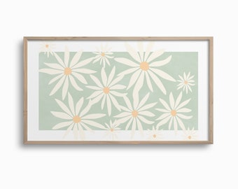 Samsung Frame TV Art,Wildflowers Spring Botanical Digital Download for TV,Green White Flowers Market Art,Floral Boho Art for TV