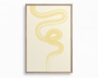 Danish Pastel Decor,Single Line Art,Downloadable Printable Art,Yellow Wall Art,Continuous Line Drawing,Minimalist Poster,Nordic Art Print