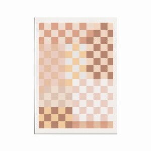 May include: A digital art print featuring a checkered pattern in shades of brown, beige, and white.
