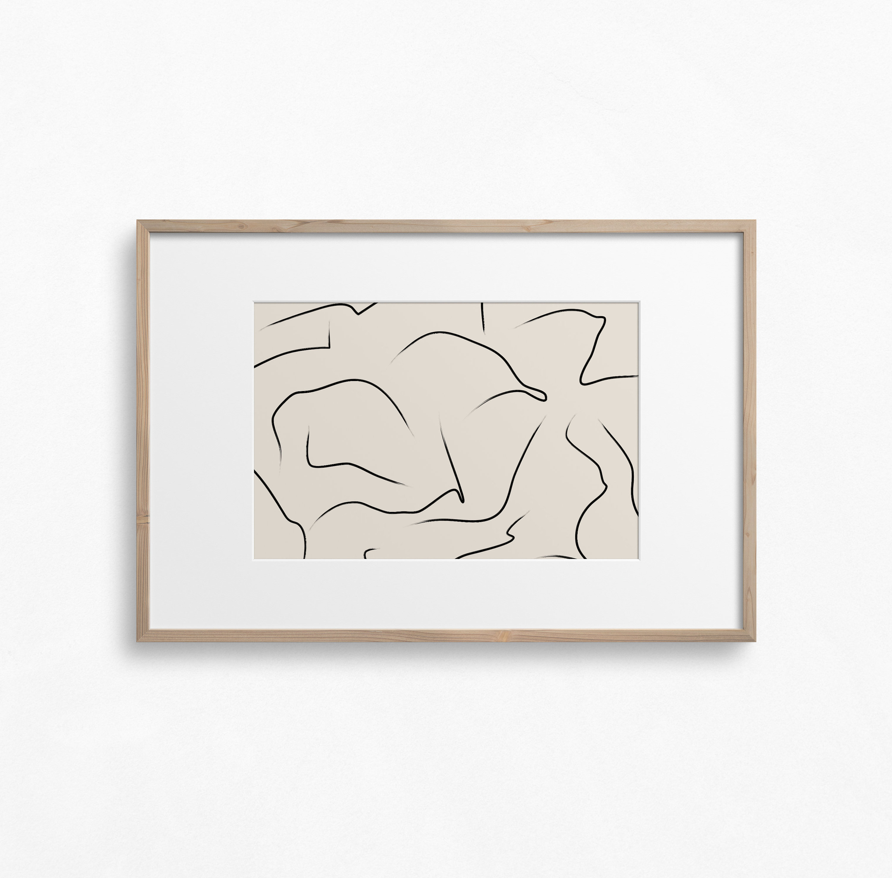 Abstract Line DrawingDownloadable Neutral ArtBeige Black | Etsy