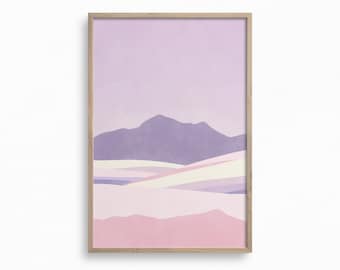 Pastel Landscape Wall Art,Downloadable Minimalist Print,Pink Purple Printable Art,Abstract Mountains Poster,Boho Sunset,Danish Pastel Decor