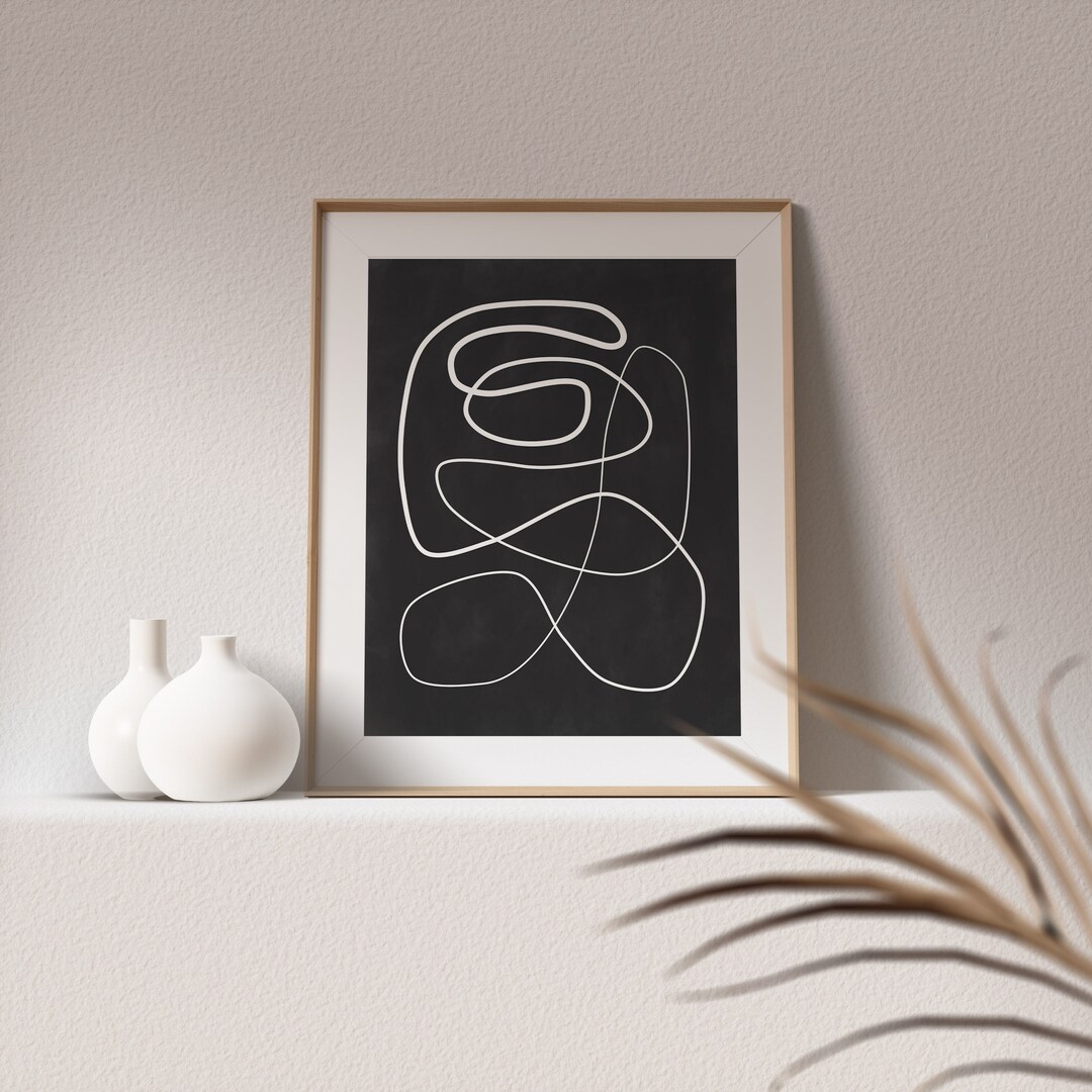 Abstract Single Line Print,downloadable Japandi Art,black and White ...