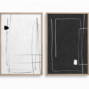 Black and White Print Set of 2,Downloadable Abstract Art,Japandi Art,Geometric Art Print,Line Art Prints,Printable Art,Minimalist Poster