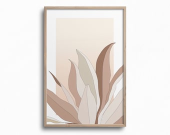 Blush Pink Wall Art,Flower Printable Artwork,Neutral Botany Print,Digital Download,Abstract Minimalist Leaf Print,Modern Floral Home Decor