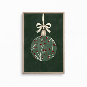 Christmas Wall Art,Christmas Printable,Christmas Tree Ornament Print,Downloadable Green Xmas Art,Winter Holiday Decor,Christmas Decoration image 3