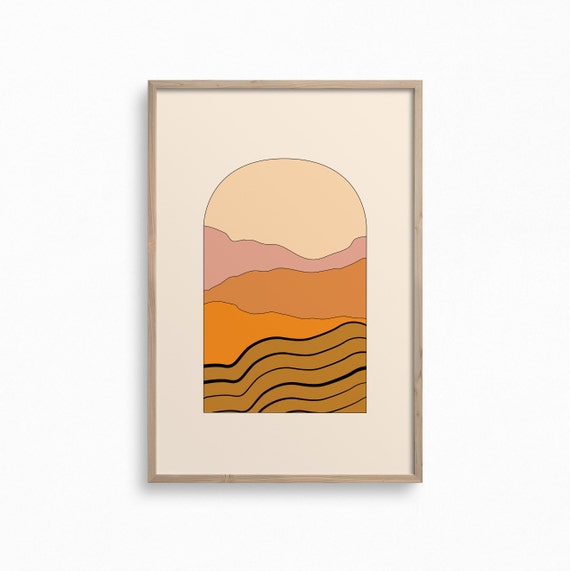 Downloadable Terracotta Wall Art,Burnt Orange Printable Art,Abstract Landscape Print,Minimalist Print,Mountains Poster Print,Boho Wall Decor