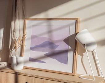 Danish Pastel Wall Art,Downloadable Landscape Art Print,Abstract Lilac Mountains Print,Purple Aesthetic Art,Minimalist Printable Artwork