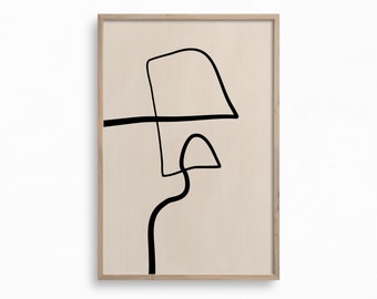 Downloadable Neutral Art,Beige Black Printable Art,Abstract One Line Print,Minimalist Wall Art,Boho Wall Decor,One Line Drawing,Japandi Art