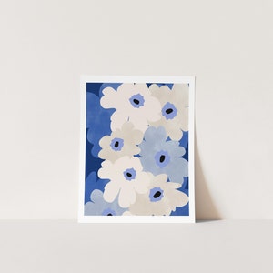 Downloadable Floral Art Print,Flower Market Poster,Trendy Boho Wall Art,Blue and Beige Printable Art,Minimal Botanical Art,Minimalist Print image 7