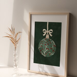 Christmas Wall Art,Christmas Printable,Christmas Tree Ornament Print,Downloadable Green Xmas Art,Winter Holiday Decor,Christmas Decoration image 4