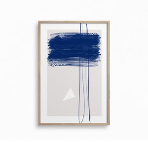 Downloadable Abstract Print,Navy Blue Brush Stroke,Large Minimal Painting,Minimalist Print,Japandi Wall Art,Indigo Blue Printable Art