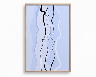 Art mural pastel, impression d'art bleu téléchargeable, décor pastel danois, art abstrait imprimable, impression d'art nordique, art mural minimaliste, impression d'affiche