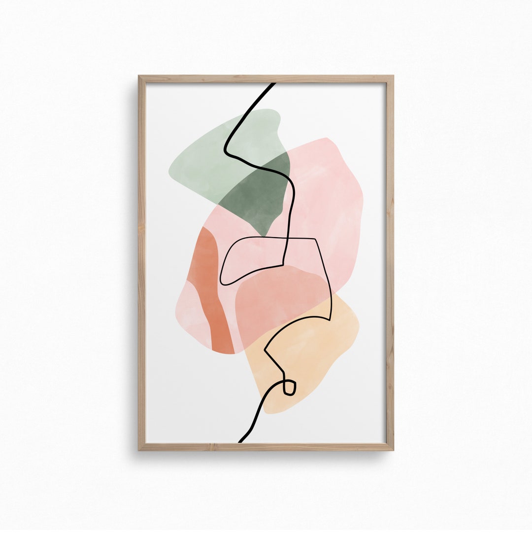 Downloadable Pink Green Wall Art,neutral Printable Art,abstract Shapes