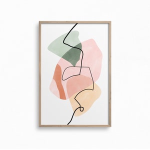 Downloadable Pink Green Wall Art,Neutral Printable Art,Abstract Shapes Print,Minimalist Print,Boho Home Decor,Exhibition Poster Print