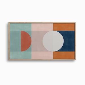 Samsung Frame TV Art,Geometric Art for TV,Blue and Terracotta Art,Minimalist Abstract Artwork,Mid Century Modern Art,Digital TV Download